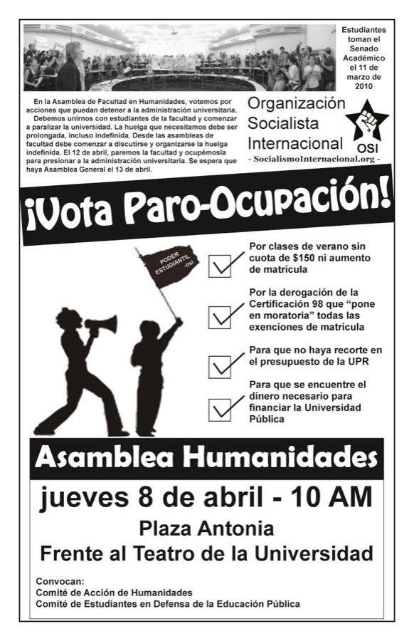 Votación de paro y ocupación, HUMA
