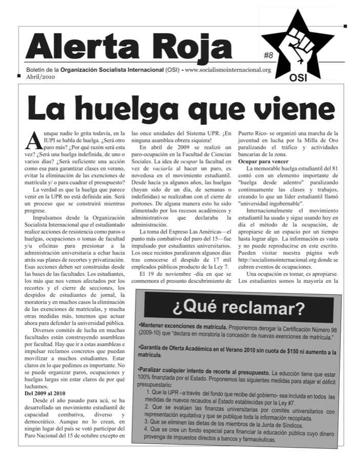 Boletín: La huelga que viene, 2010